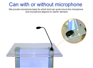 Rõ ràng Acrylic bục giảng với hộp đèn led và microphone ổ cắm bài phát biểu Bục Giảng - Product Image 5