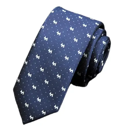 Handmade Navy Dots 100% Silk Jacquard Woven Mens Ties necktie