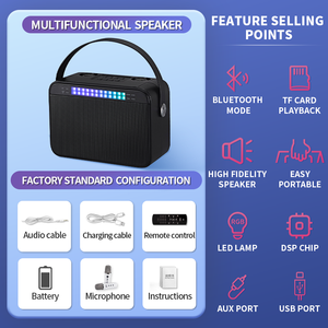 Wireless Blueteeth Microphone with Remote <strong>Control</strong> <strong>Portable</strong> Handheld Speaker Karaoke Machine Style for Kids Colorful LED Light - Product Image 4