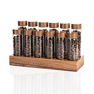 <strong>JM</strong> 60ml Coffee Bean <strong>Tubes</strong> With Walnut Wood Base Small Distributor Display Rack Stand Shop Supplies Distribution Tool 20g - Product Image 1