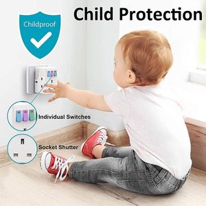 İngiltere tak 250V 13A taşınabilir çok 1 ila 3 yollu seyahat adaptörü güç soketi ile ON/OFF bağımsız kontrol anahtarı dönüşüm fişi - Product Image 5