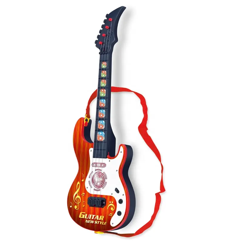 Guitarra Eléctrica 909A para niños y niñas, juguetes con luces Flash para principiantes, guitarra con música