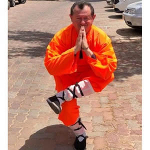 Màu Xám/Cam cotton shaolin đồng phục Wushu <span class=keywords><strong>Kung</strong></span> <span class=keywords><strong>Fu</strong></span> quần áo Phật Giáo Áo choàng cho võ thuật đào tạo Tai Chi phù hợp với - Product Image 3