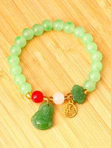 กำไลข้อมือแฟชั่นนำโชคสำหรับผู้หญิงและผู้ชายลูกปัดหินหยกสีแดงธรรมชาติแบบใหม่