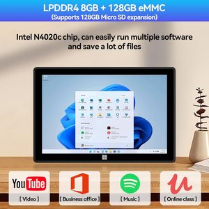 10.1英寸平板电脑英特尔J4125中央处理器视窗11触摸屏Wifi平板电脑，带键盘2合1笔记本电脑 - Product Image 3