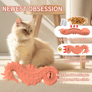 PAISEN lindo pez silicona hierba gatera y cepillo de dientes juguetes para gatos interactivo mascota movimiento interactivo caballito de mar juguete de Limpieza de dientes para gatos - Product Image 4