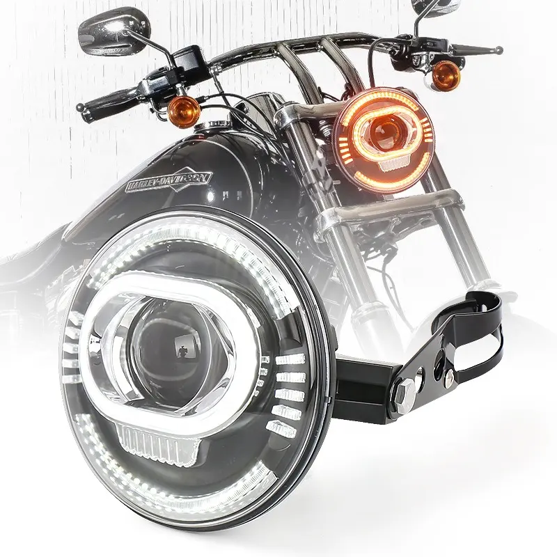 Универсальная фара для мотоцикла OVOVS с дальним светом и сигналом поворота 7 дюймов для Harley