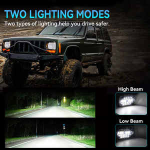5x7 inç 100W sol sağ 3 oklar DRL LED sürüş işıkları çift renk su geçirmez IP67 araba kamyon Off-road için far