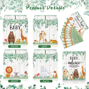 Bebek duş kartı kutusu ve tavsiye kartları, bebek bezi çekiliş oyun kutusu biletleri, hayvanlar Safari yaratıkları bebek duş için parti dekor - Product Image 4
