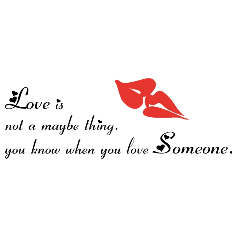 Warm Love Quotes Wall Stickers Beautiful Red Lip Wall Decal For Bedroom Creative Home Decor Removable Room Wallpaper