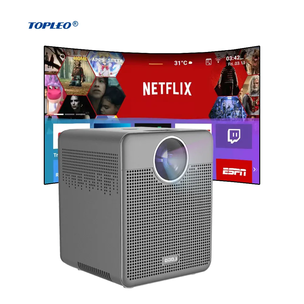 Topleo Smart Projector Wifi 3d Led Video Full Hd 4K Led Home Theater Projector Android 9.0