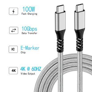 USB3.2 M3 M3 USB tip C örgülü kablo hızlı şarj 20V5A 100W 20gbps 1M 2 M tam özellikli dahili Emarker çip naylon ceket - Product Image 6