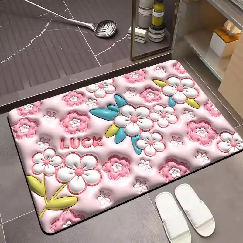 Ensemble de tapis de bain en mousse à mémoire de forme 100% polyester lavable en machine, tapis de bain épais et durable absorbant super doux