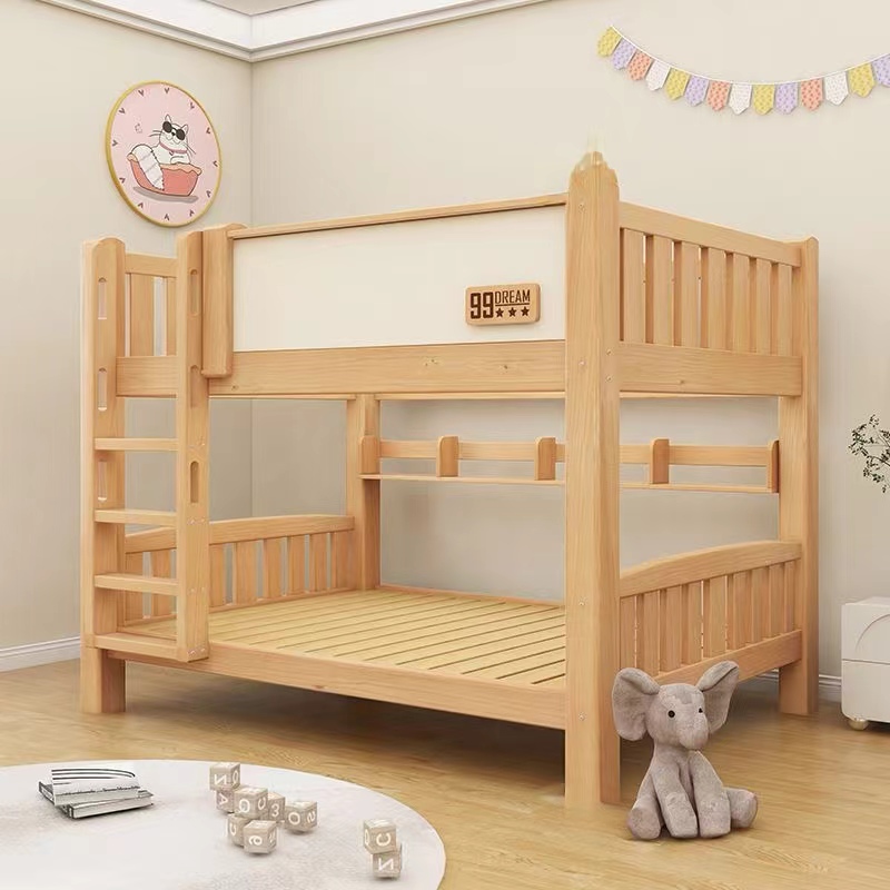 Cama de madera original + escalera + estantería