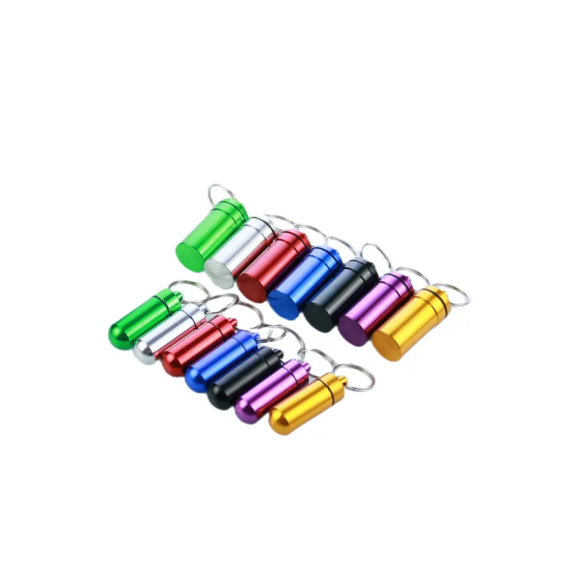 Travel Size Waterproof Cute Mini Metal Organizer Box Aluminum Pill Storage Cases with Keychain