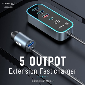 KONFULON Portable Car <strong>Charger</strong> with Type-C &amp; 4*USB-A Outputs and Real Time Display Support <strong>17W</strong> 30W 107W Fast Charge in Car - Product Image 5