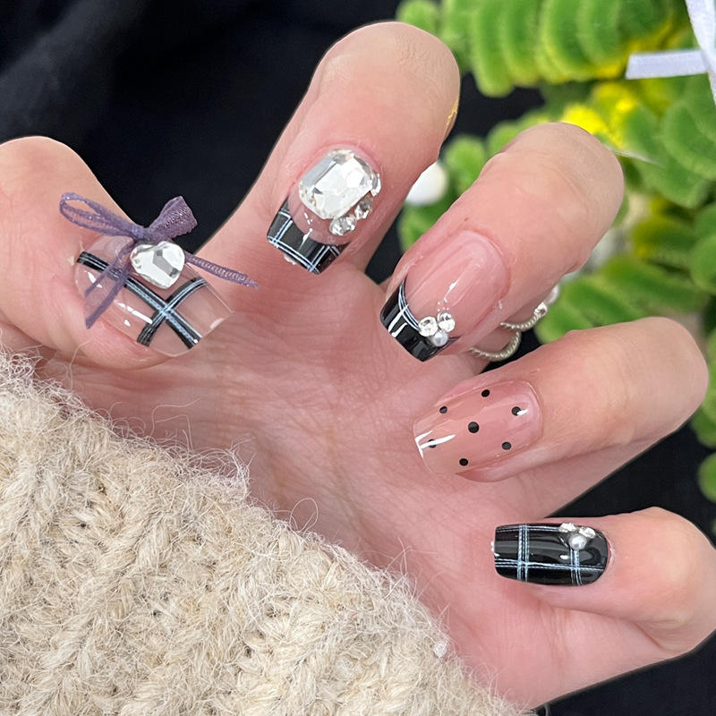 ริบบิ้นสีน้ำเงิน BY1931ลายตารางหมากรุก