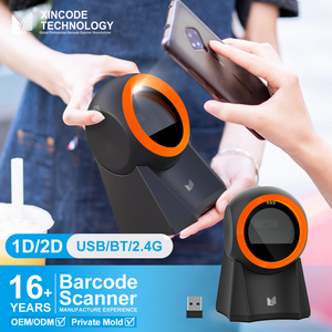 Escáner de código de barras de escritorio con Bluetooth y USB Xincode para lectura de código QR 1D 2D, inventario y escaneo inalámbrico - Product Image 1