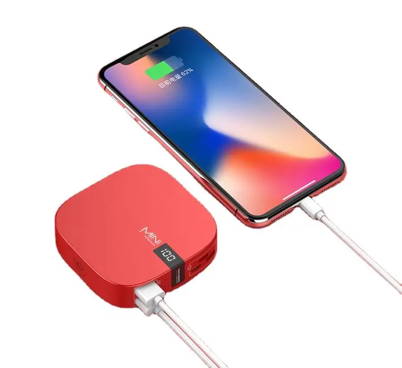 Süper Mini 10000mAh küçük hacimli hızlı şarj istasyonu çift USB çıkışı hızlı şarj güç bankası