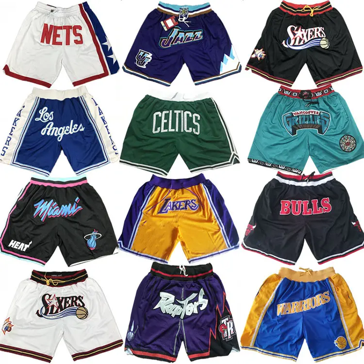 Neueste Amerika Größe Männer Atmungsaktive Vintage Tasche bestickte Basketball-Shorts