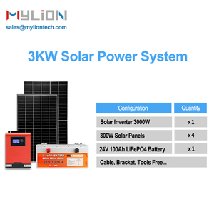 3kw太阳能，离网混合太阳能逆变器lifepo4锂太阳能电池家用便携式3000瓦家用太阳能系统