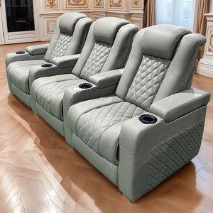 Moderner Single Home Theater Stuhl Echtes Leder Power Recliner Schlafs ofa mit verstellbarer Kopfstütze & Getränke halter für Wohnzimmer - Product Image 2
