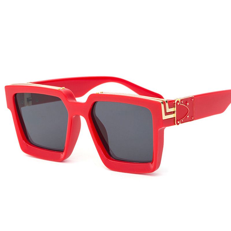 Grand cadre rouge feuille noire et grise