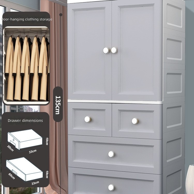 65cm wide clothes-drying drawer-4 tiers-gray