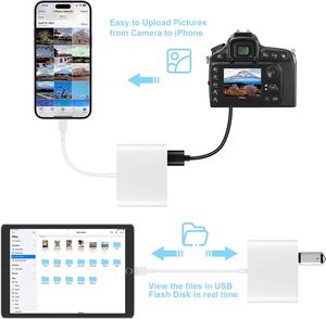 En iyi 2 3 in 1 SD bellek kart okuyucu iPhone iPad için TF SD USB portu ile iphone harici ipad android cep telefonu ve kamera - Product Image 4