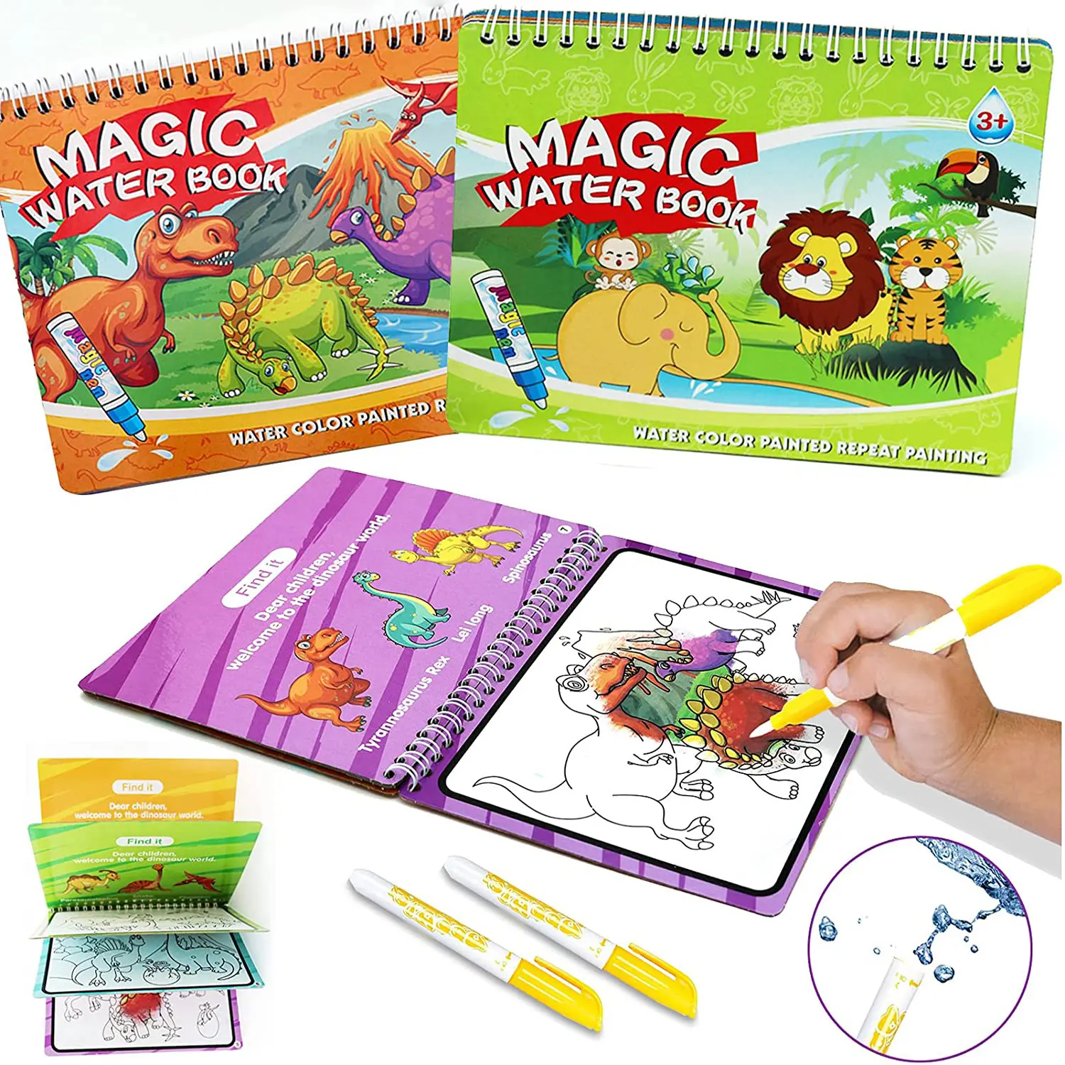 Livro mágico colorido de frutas, veículo de frutas, desenho na água, barato, atacado, desenho, doodler, colorir, livro com caneta