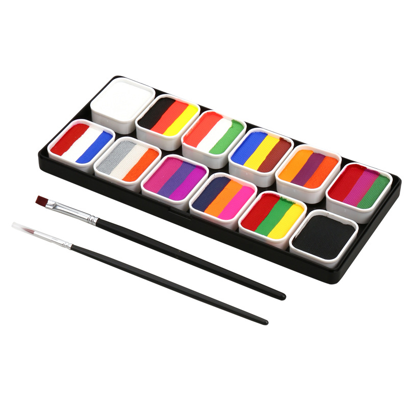 12-compartment, 32-color combination design, comes with 1 pen.