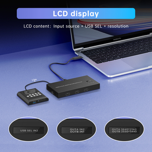 4K60hz HDMI双显示器KVM开关2x1 HDMI 2.0 USB3.0，带键盘控制台定时器开关EDID支持向下缩放器 - Product Image 2