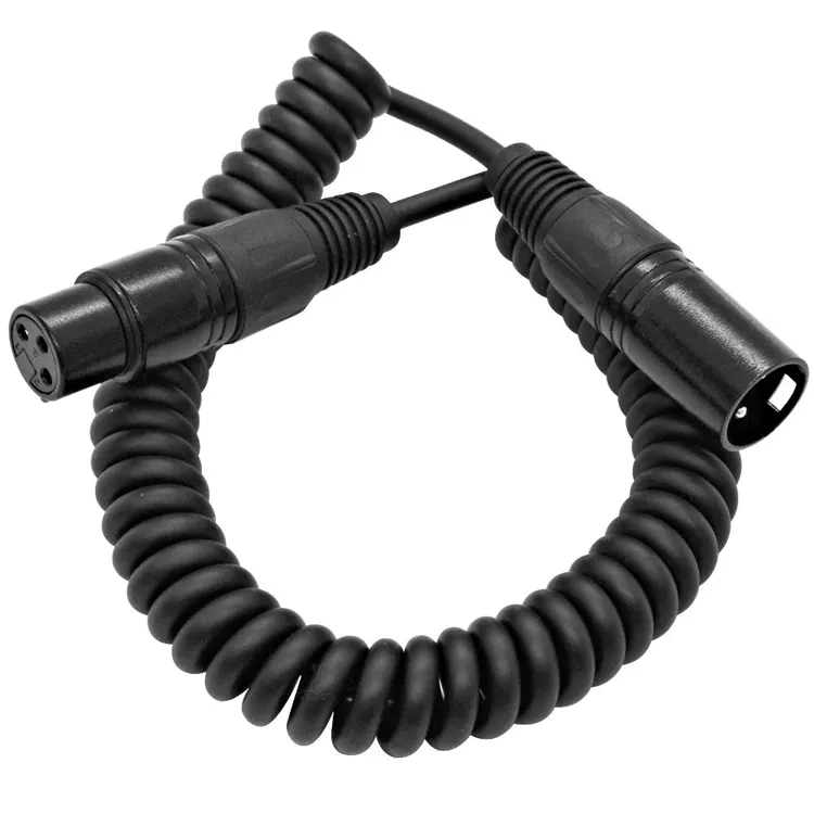 Altavoz negro en espiral de 3 pines, conector XLR a micrófono, Cable de Audio XLR Snake macho a hembra de alta calidad