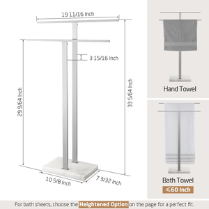 Ağır mermer taban ile zemin havlu askısı aparatı, yükseltilmiş ve istikrarlı tasarım. - Product Image 4