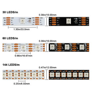 WS2815 LED şerit 12V 60 144 piksel dijital bireysel adresli DC12V Auto 15 oto araba Robot aydınlatma projesi için LED şerit - Product Image 3