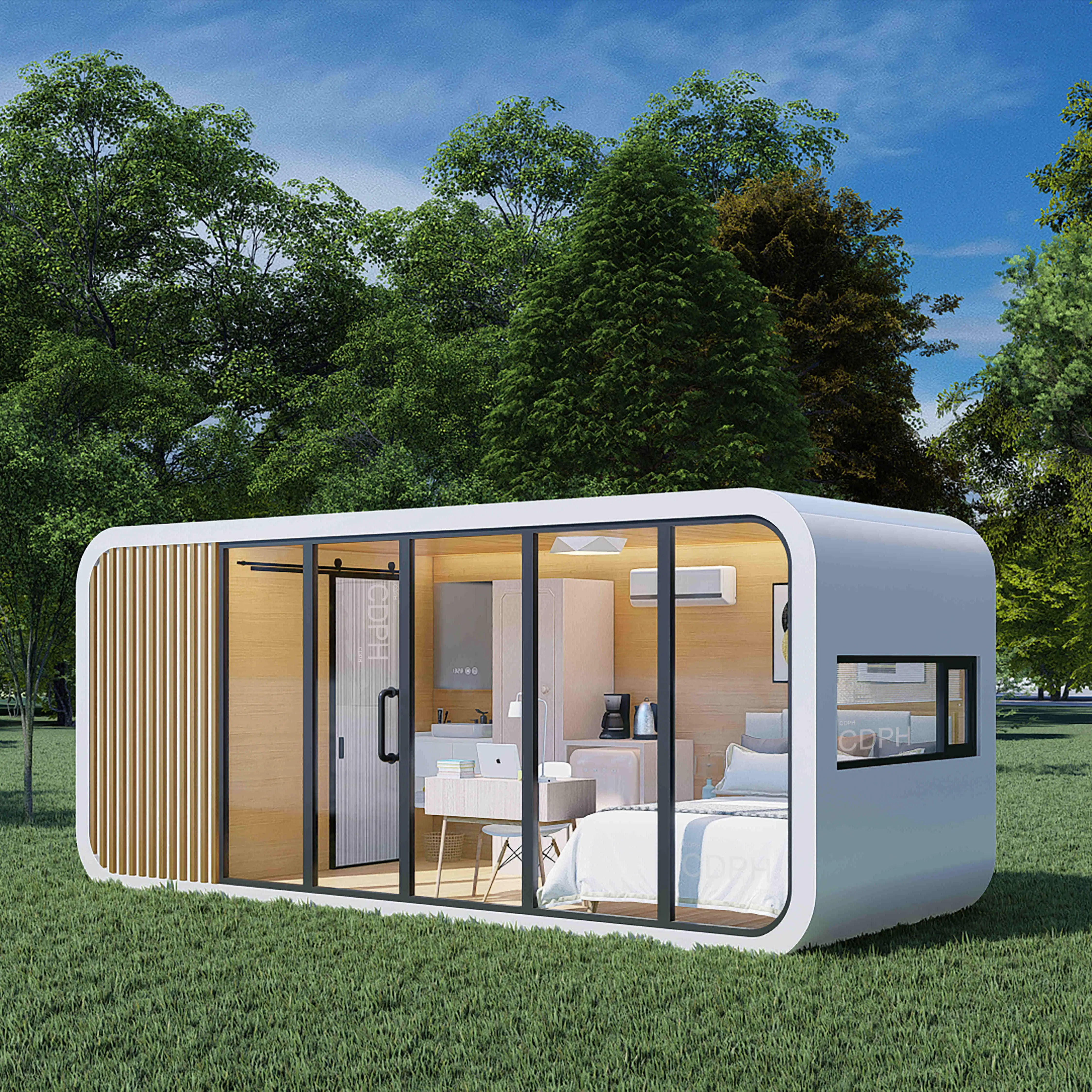 Современный модульный передвижной дом 20 футов, умный Яблочный домик, спальный контейнерный дом