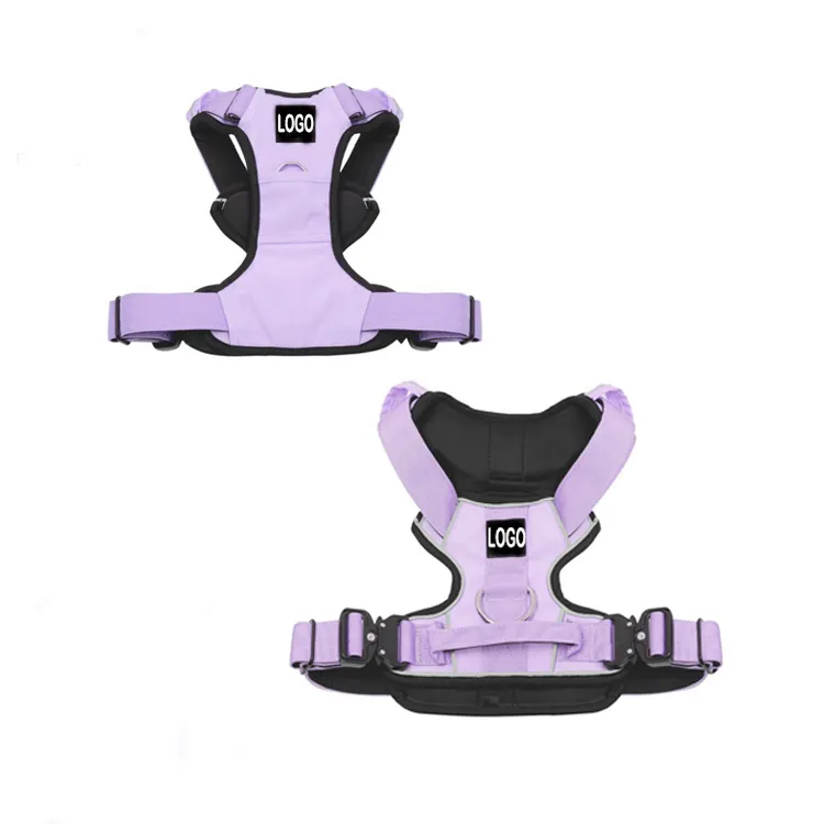 Светло-фиолетовая тренировочная шлейка для собак с металлической пряжкой и мягкой подкладкой из неопрена