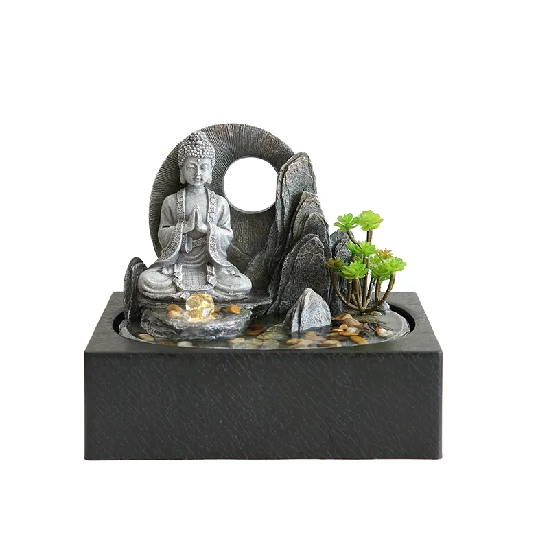 Fontana dell'interno della fontana da tavolino degli ornamenti dell'interno delle piante della palla a forma di Buddha