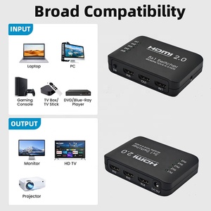 Xput 3Port 5Port <strong>HDMI</strong> 2.0 Switcher Switch 3x1 5x1 4K 60Hz HDCP 2.2 3 in 1 Out 5 in 1 Out <strong>HDMI</strong> Switch Switcher With IR Remote - Product Image 6