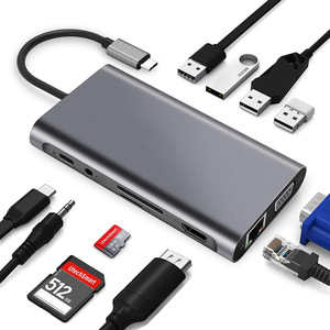 热USB集线器2.0分路器多USB 2.0集线器USB 11端口多端口Hab电脑配件，带电脑电源适配器 - Product Image 1