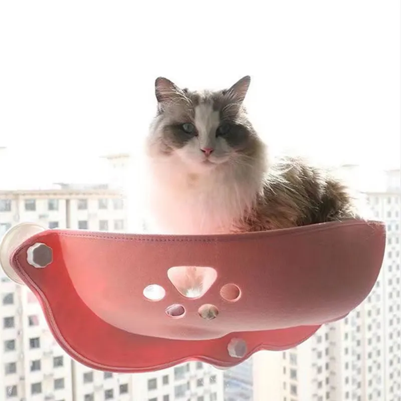 Gran oferta, hamaca para mascotas de alta calidad, silla de salón con ventana para gatos, cómoda cama para mascotas con forma de media luna para gatos