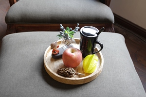 Ev veya restoran kullanımı için hizmet veren aperatifler tatlılar için çevre dostu düz yuvarlak ahşap plaka ve tepsi dekoratif sofra - Product Image 6