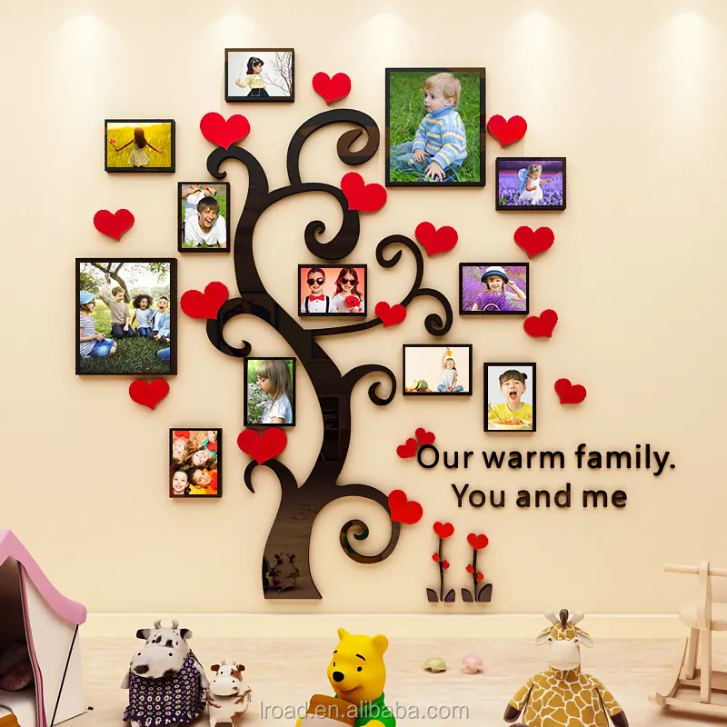 Large Family Tree Photo Frame Love Tree 3D acrylic Wall Sticker Decal