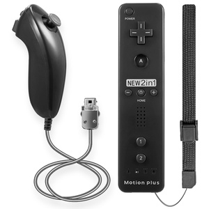 <strong>Black</strong> Built-in Motion Plus <strong>Wii</strong> Remote and Nunchuck Controller Gaming Joystick for Nintendo <strong>Wii</strong> <strong>Wii</strong> U Console - Product Image 1