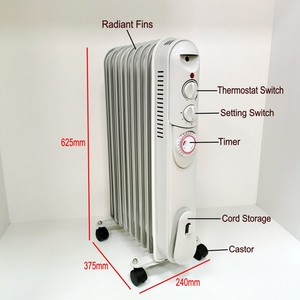 電気ヒーター2500Wオイル充填ラジエータータイマー付き - Product Image 3