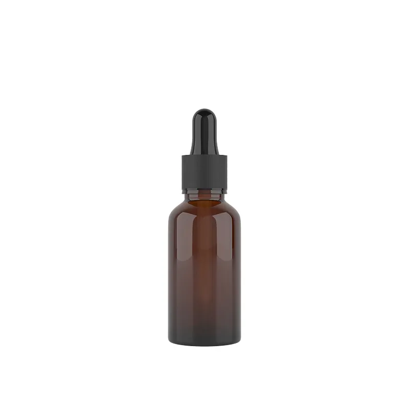 Botella de aceite esencial personalizada 10ml 15ml 20ml 30ml 50ml botella de vidrio marrón con pipeta de vidrio calibrada
