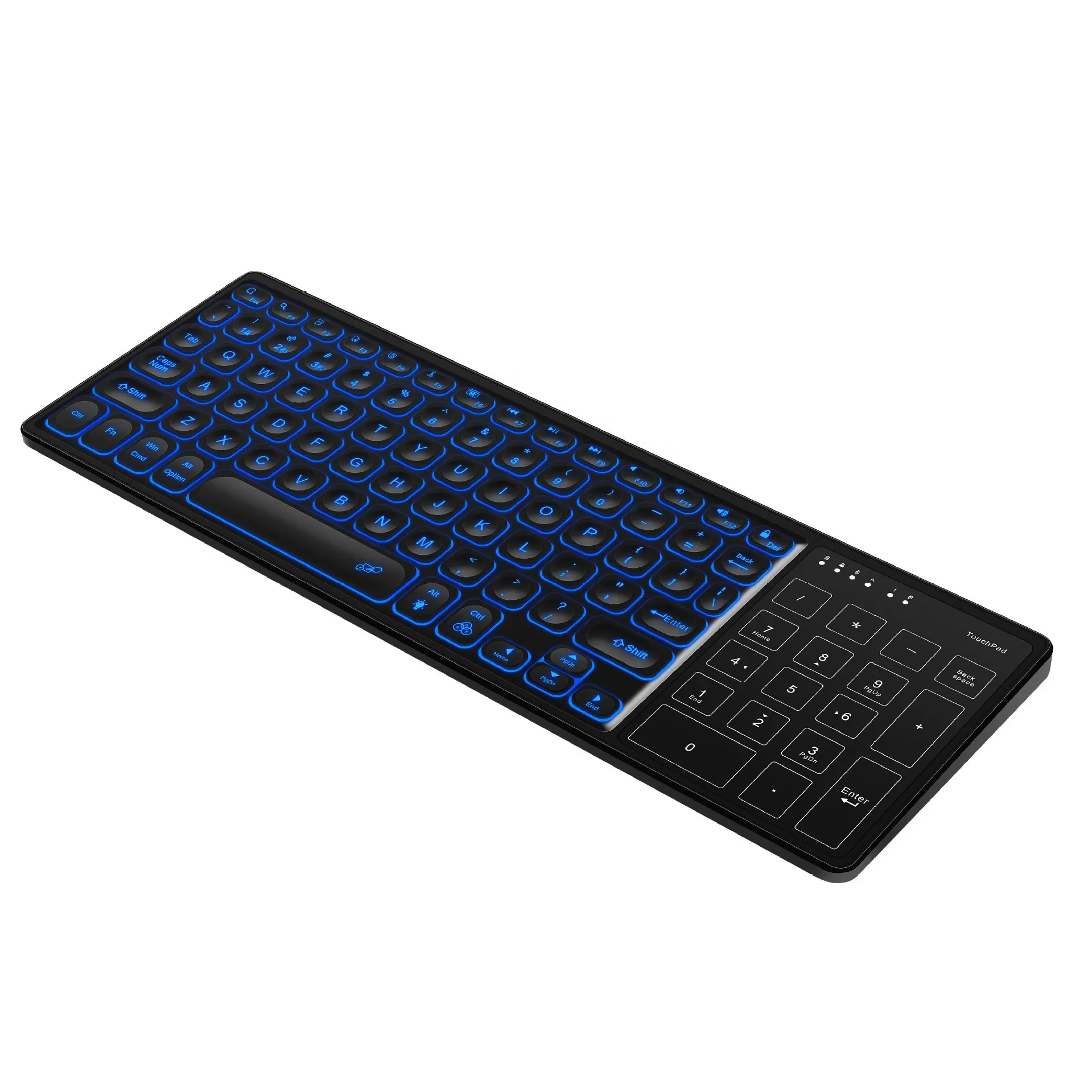 RGB Backlit Tablet Biru Tipe C, Keyboard Touchpad Dapat Diisi Ulang dengan Bantalan Angka untuk iPad Tablet Smartphone Android IOS Windows