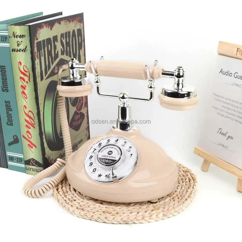 Boda Vintage Teléfono Escritorio Teléfono Audio Mensaje Libro de invitados Audio Libro de visitas Teléfono giratorio para eventos de fiesta de boda
