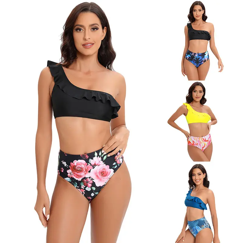 Bikini de créateur, maillots de bain personnalisés, maillots de bain pour femmes, derniers designs, ensemble de bikinis à une épaule, string taille haute, vêtements de plage, maillot de bain