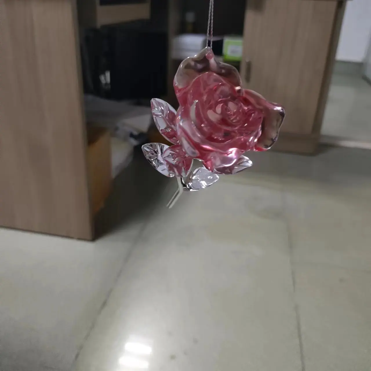 Colgante de Rosa acrílica y decoración floral para decoración del hogar